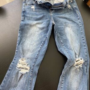 ARULA Blue Distressed Flare Jeans